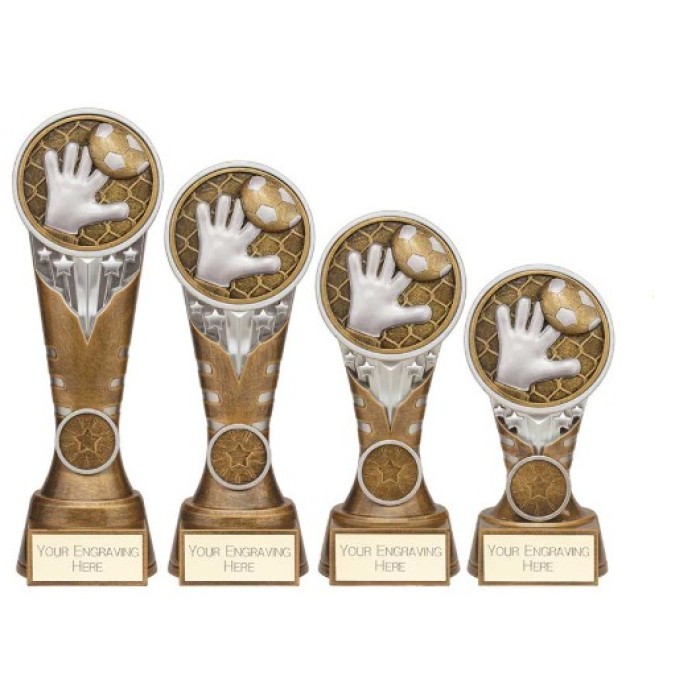 IKON TOWER FOOTBALL GOALKEEPER TROPHY - 4 SIZES - 15CM TO 22.5CM